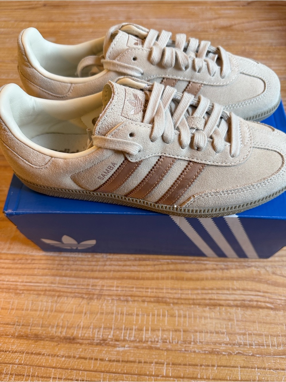 adidas Originals Samba Beige and Brown Suede Sneakers - Picture 2 of 9